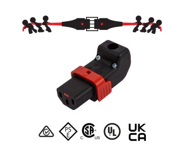 IEC-LOCK IEC60320-C13 Stecker unten o. oben gew. montierbarer Steckverbinder mit Verriegelung